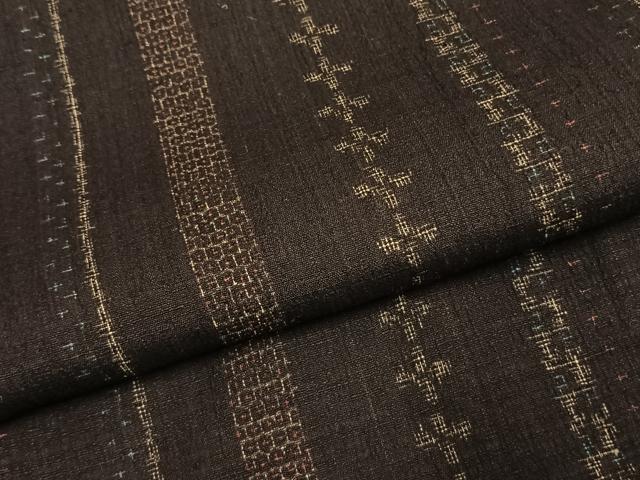 平和屋着物●結城ちぢみ 80亀甲 間道 正絹 逸品 AABI1254fy