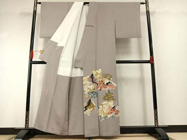 平和屋着物●金彩友禅作家 金彩の魔術師 堀省平 金煌織 色留袖 人物色紙重ね花文 本金使用 正絹 逸品 AABI1256fy