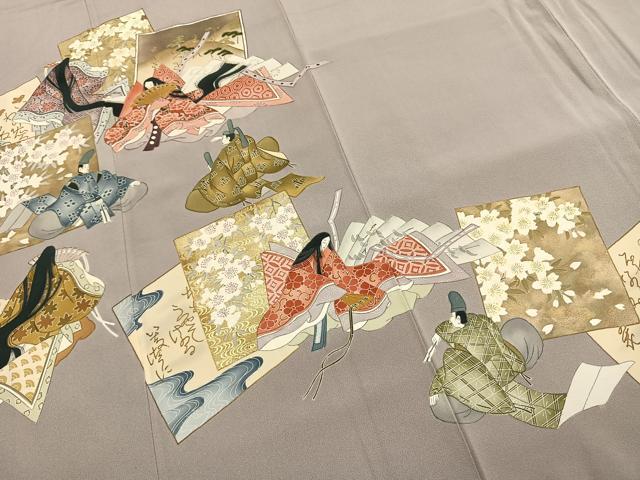平和屋着物●金彩友禅作家 金彩の魔術師 堀省平 金煌織 色留袖 人物色紙重ね花文 本金使用 正絹 逸品 AABI1256fy