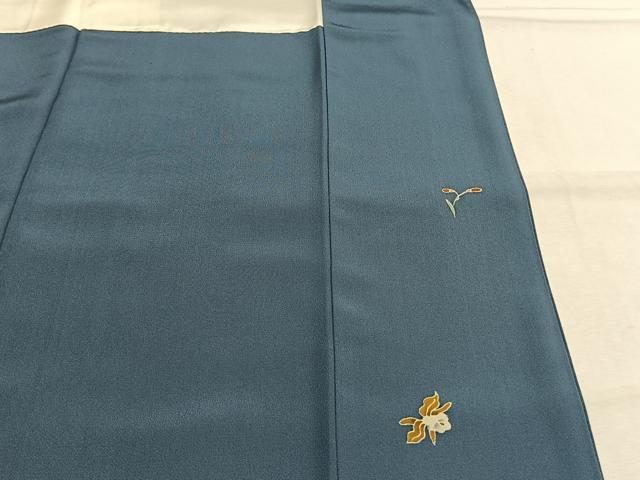 平和屋着物●岸田匡司 小紋 草花文 暈し染め ロング丈 正絹 逸品 AABI1258fy