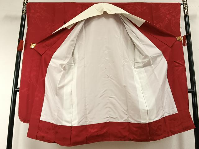 平和屋着物●振袖用長襦袢 袷 辻が花地紋 紅海老茶色 正絹 逸品 AABI1273fy