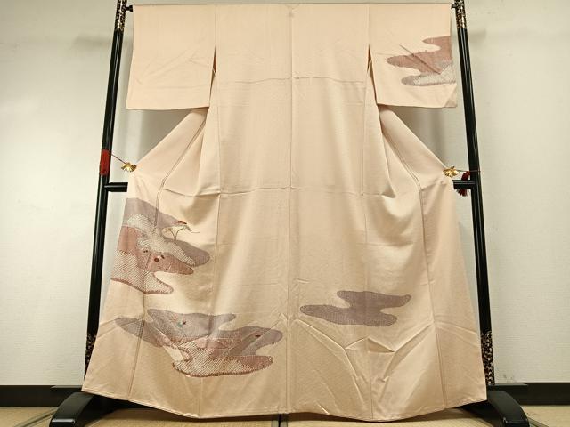 平和屋着物●訪問着 絞り 刺繍 松竹梅 金糸 正絹 逸品 AABI1275fy