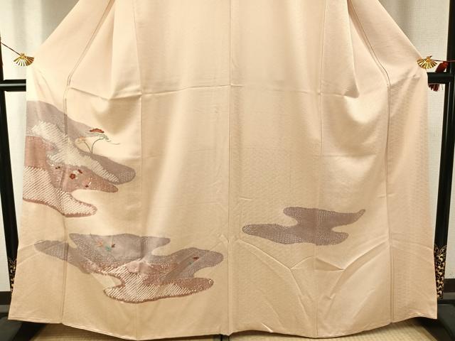 平和屋着物●訪問着 絞り 刺繍 松竹梅 金糸 正絹 逸品 AABI1275fy
