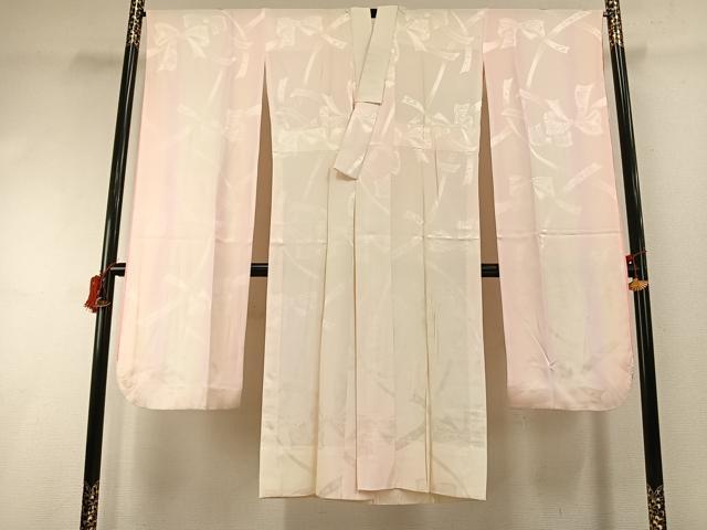 平和屋着物●振袖用長襦袢 無双仕立て リボン地紋 暈し染め 正絹 逸品 AABI1284fy