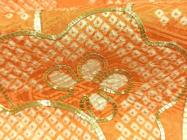平和屋着物●豪華振袖 総絞り 駒刺繍 扇面花文 正絹 逸品 AABI1295fy