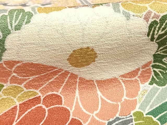 平和屋着物●訪問着 絞り 花鳥文 金彩 正絹 逸品 AABI1296fy