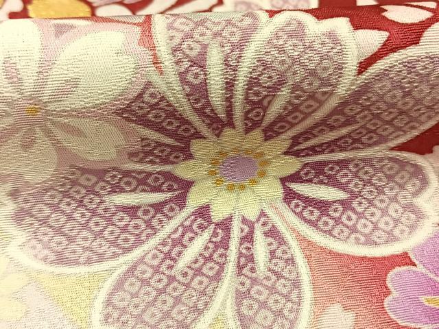 平和屋着物●豪華振袖 雪輪花文 暈し染め 金彩 ロング丈 正絹 逸品 AABI1298fy