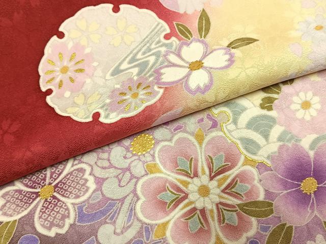 平和屋着物●豪華振袖 雪輪花文 暈し染め 金彩 ロング丈 正絹 逸品 AABI1298fy