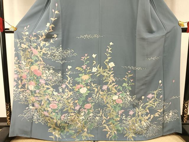 平和屋着物●訪問着 友禅 作家物 草花文 正絹 逸品 AABI1311fy