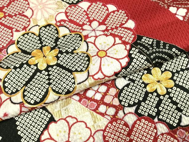 平和屋着物●豪華振袖 駒刺繍 絞り 舞花文 金彩 京都きもの友禅扱い ロング丈 正絹 逸品 AABI1314fy