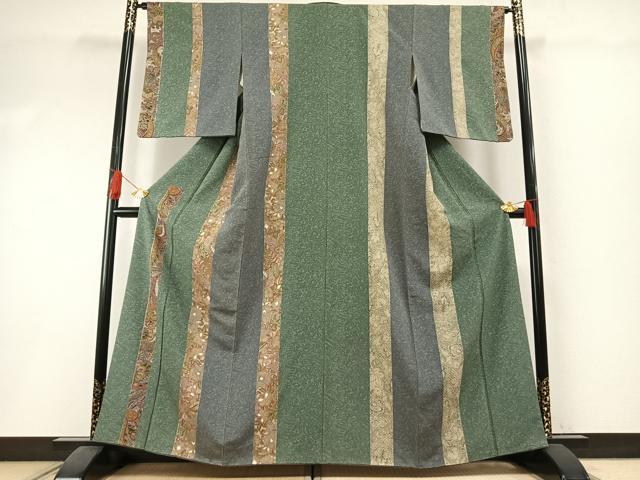 平和屋着物●訪問着 紬地 花間道 金糸 金彩 正絹 逸品 AABI1325fy