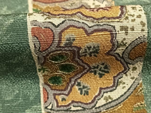 平和屋着物●訪問着 紬地 花間道 金糸 金彩 正絹 逸品 AABI1325fy