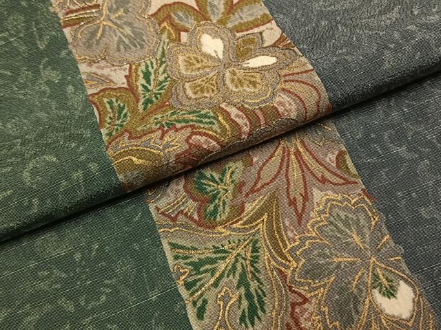 平和屋着物●訪問着 紬地 花間道 金糸 金彩 正絹 逸品 AABI1325fy