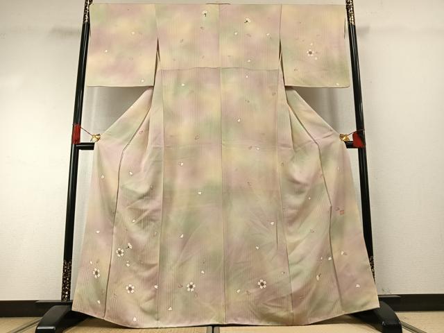 平和屋着物●河野雅之 訪問着 舞桜文 暈し染め 正絹 逸品 AABI1327fy