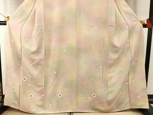 平和屋着物●河野雅之 訪問着 舞桜文 暈し染め 正絹 逸品 AABI1327fy