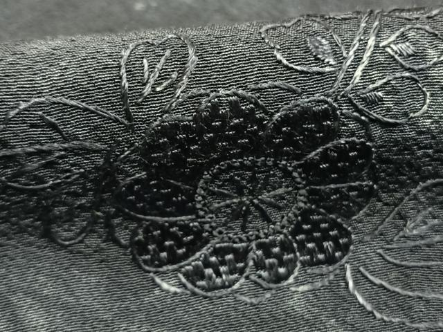 平和屋着物●上質な小紋 中国三大刺繍 スワトウ刺繍 汕頭刺繍 草花文 正絹 逸品 AABI1334fy
