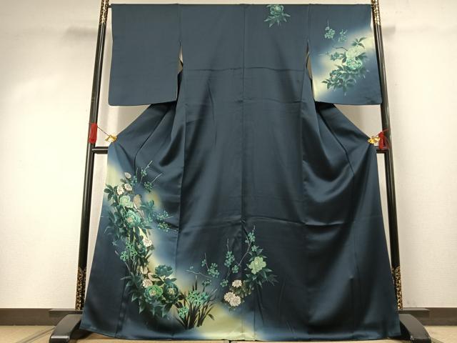 平和屋着物●訪問着 手描き 花鳥文 暈し染め 小田急百貨店扱い 正絹 逸品 AABI1338fy