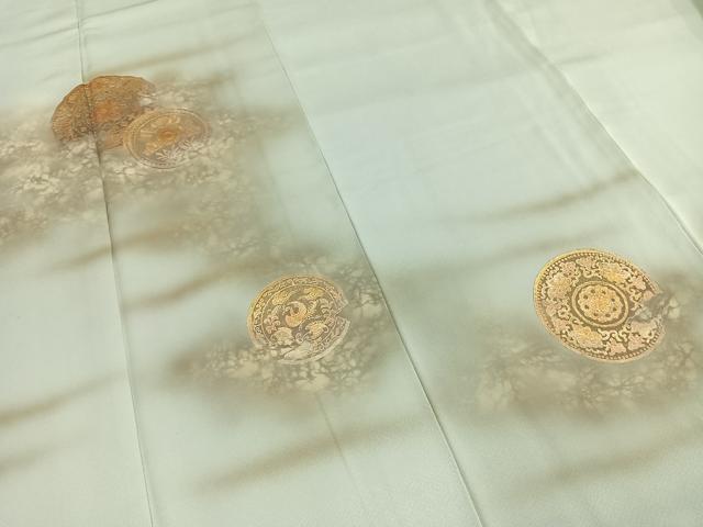 平和屋着物●訪問着 花鳥丸文 暈し染め 金彩 正絹 逸品 AABI1345fy