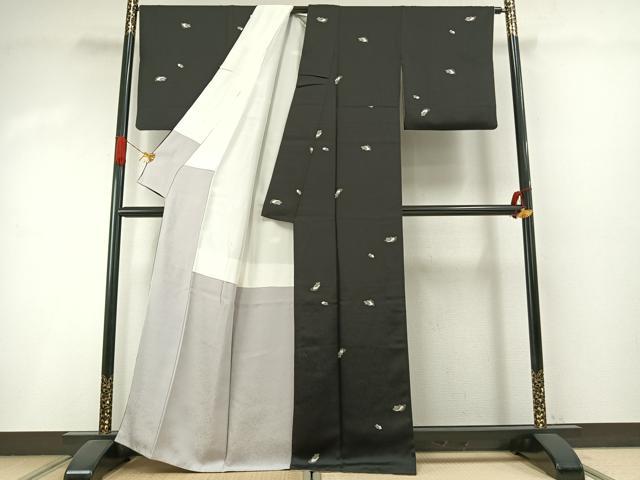 平和屋着物●上質な小紋 地紙文 黒地 正絹 逸品 AABI1347fy