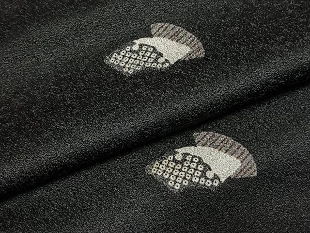 平和屋着物●上質な小紋 地紙文 黒地 正絹 逸品 AABI1347fy