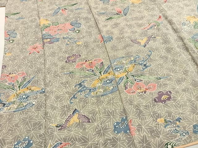 平和屋着物●上質な小紋 型染め 花鳥文 暈し染め 正絹 逸品 AABI1348fy