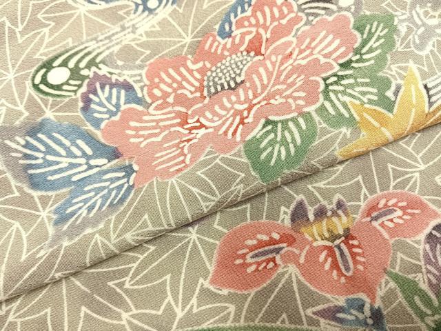 平和屋着物●上質な小紋 型染め 花鳥文 暈し染め 正絹 逸品 AABI1348fy