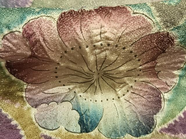 平和屋着物●訪問着 作家物 泰常 辻が花 暈し染め 銀通し地 正絹 逸品 AABI1352fy