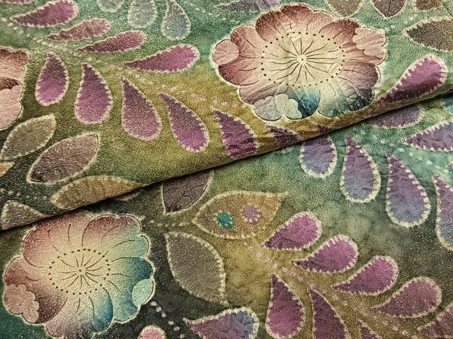 平和屋着物●訪問着 作家物 泰常 辻が花 暈し染め 銀通し地 正絹 逸品 AABI1352fy