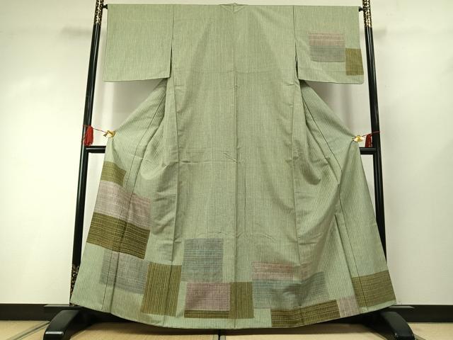 平和屋着物●本場大島紬 染大島 訪問着 色紙文 正絹 逸品 AABI1353fy
