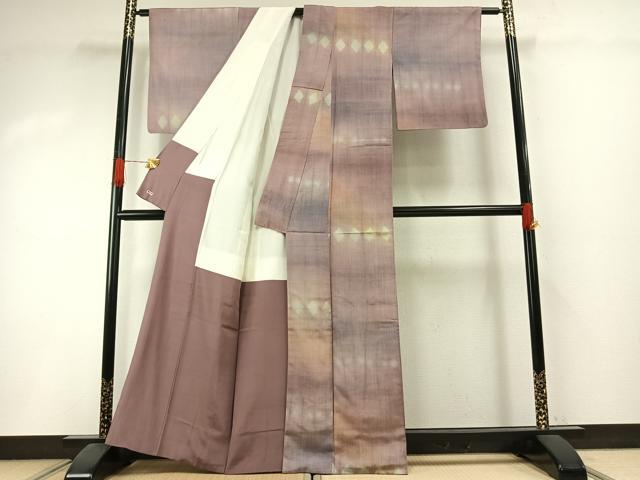 平和屋着物●上質な紬 板締め絞り 三越扱い 正絹 逸品 AABI1367fy