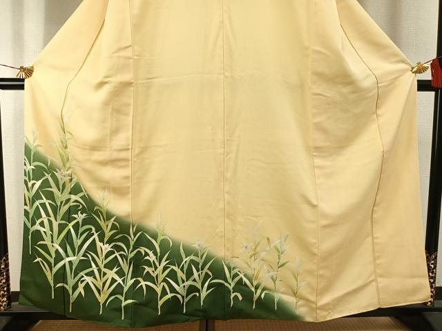 平和屋着物●訪問着 友禅 草花文 暈し染め 銀彩 正絹 逸品 AABI1368fy