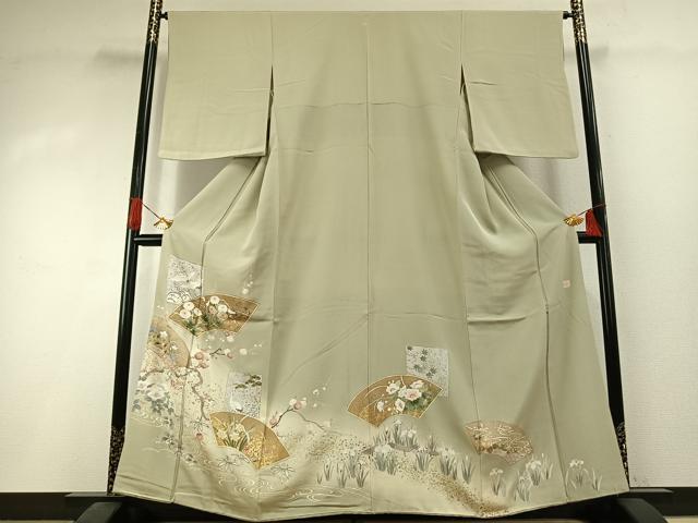 平和屋着物●豪華色留袖 友禅 作家物 地紙花鳥文 暈し染め 金彩 三越扱い 正絹 逸品 AABI1372fy