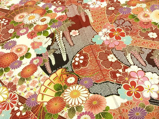 平和屋着物●豪華振袖 駒刺繍 扇面花文 金彩 銀通し地 正絹 逸品 AABI1376fy