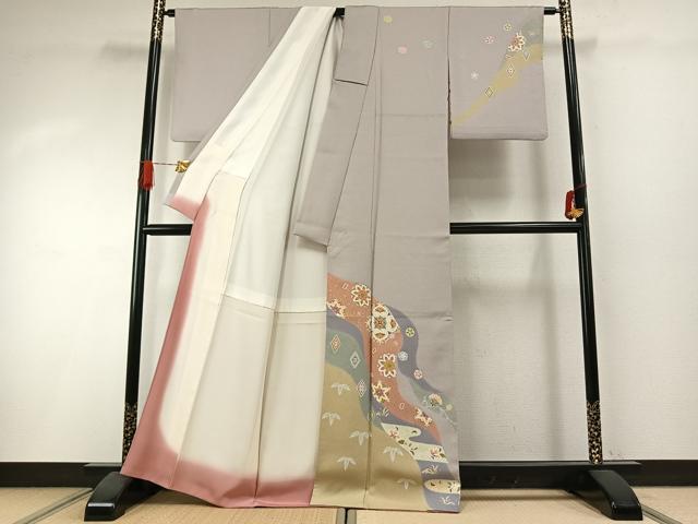 平和屋着物●訪問着 友禅 道長花文 金彩 正絹 逸品 AABI1380fy