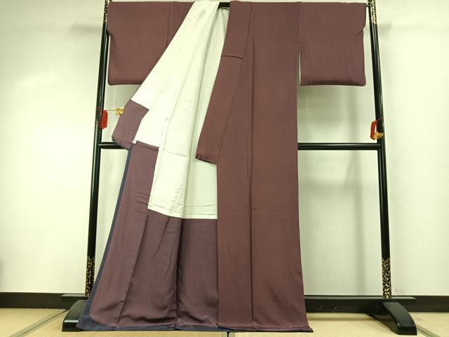 平和屋着物●小倉俊成 江戸小紋 竹縞 そごう百貨店扱い ロング丈 正絹 逸品 AABI1382fy