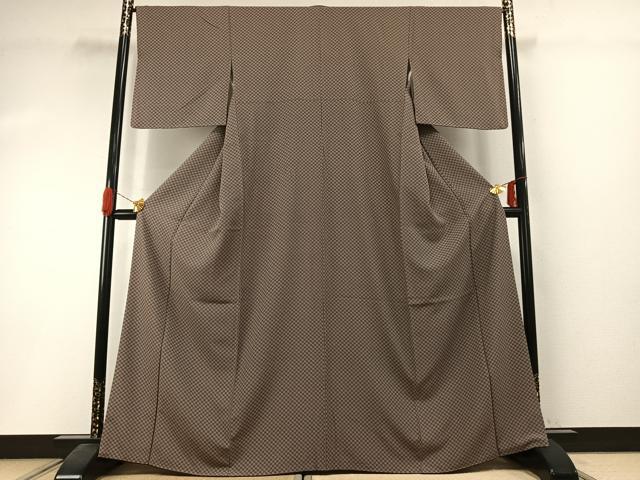 平和屋着物●江戸小紋 大小角通し 市松文様 正絹 逸品 AABI1385fy