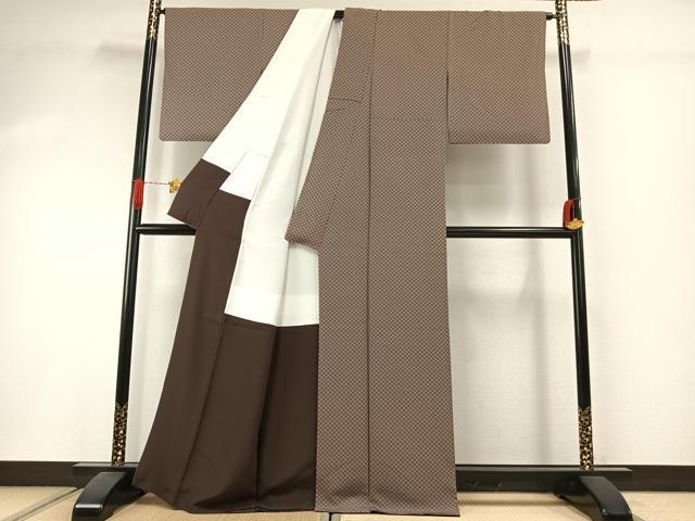 平和屋着物●江戸小紋 大小角通し 市松文様 正絹 逸品 AABI1385fy