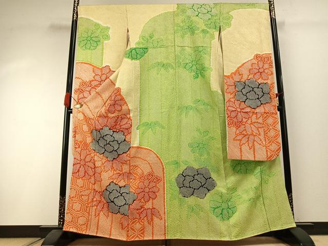 平和屋着物●豪華振袖 総絞り 草花文 正絹 逸品 AABI1386fy