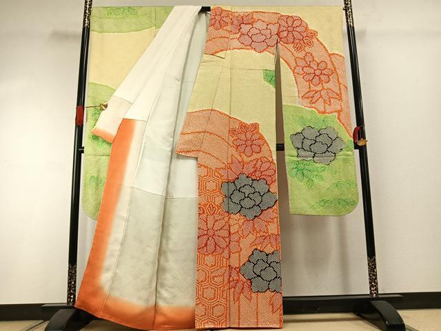 平和屋着物●豪華振袖 総絞り 草花文 正絹 逸品 AABI1386fy