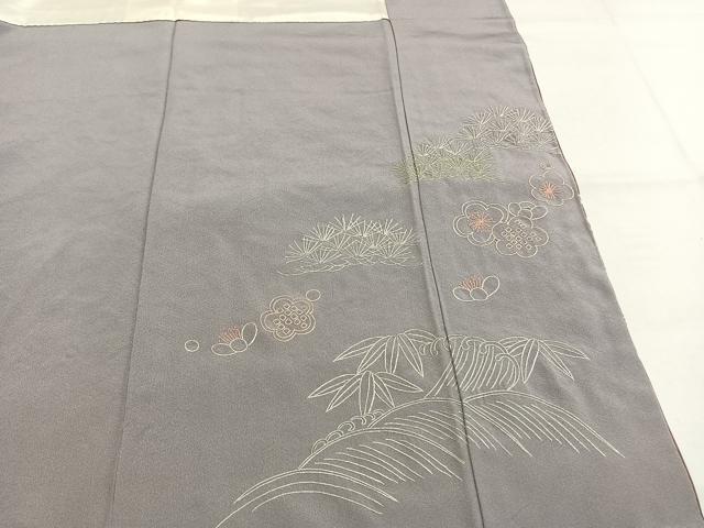 平和屋着物●訪問着 中国三大刺繍 相良刺繍 総刺繍 作家物 松竹梅 御所車花文 暈し染め 正絹 逸品 AABI1387fy
