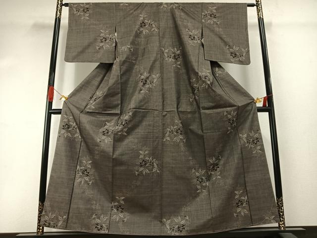 平和屋着物●本場大島紬 カタス9マルキ 草花文 正絹 逸品 未使用 AABI1388fy