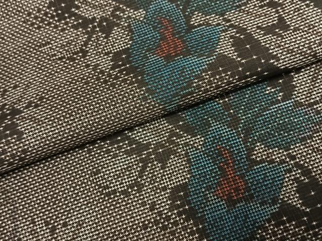 平和屋着物●本場大島紬 カタス7マルキ 草花文 正絹 逸品 AABI1389fy