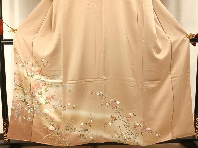 平和屋着物●訪問着 枝花文 暈し染め 金彩 正絹 逸品 AABI1394fy