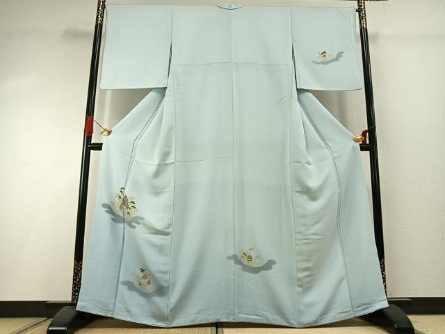 平和屋着物●訪問着 風景立波文 暈し染め 金糸 金彩 正絹 逸品 AABI1395fy