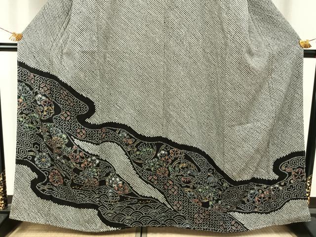 平和屋着物●訪問着 総刺繍 流水花文 金彩 正絹 逸品 未使用 AABI1400fy