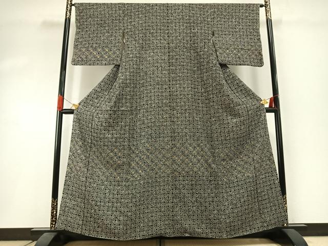 平和屋着物●訪問着 総絞り 花丸文 黒地 金彩 正絹 逸品 AABI1402fy