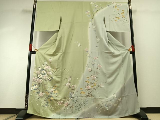 平和屋着物●訪問着 友禅 枝花文 暈し染め 正絹 逸品 AABI1405fy