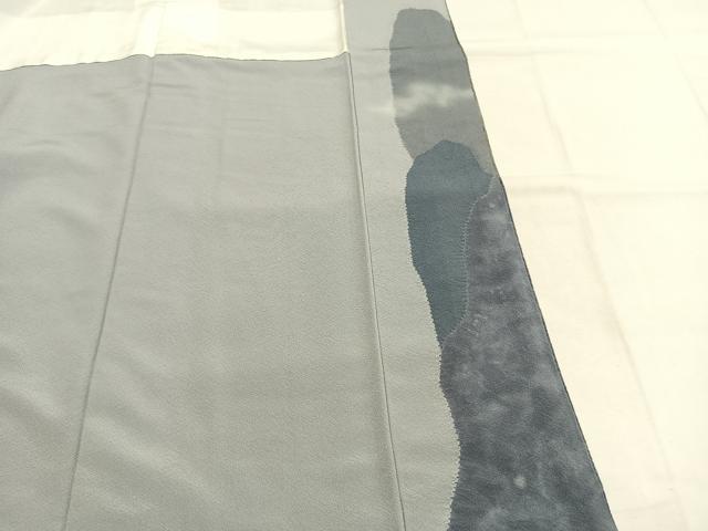 平和屋着物●訪問着 作家物 絞り 風景文 暈し染め 正絹 逸品 AABI1406fy