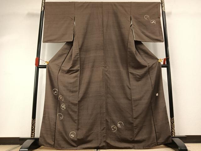 平和屋着物●訪問着 紬地 作家物 絞り 丸文 金糸 鈴乃屋扱い 正絹 逸品 AABI1407fy