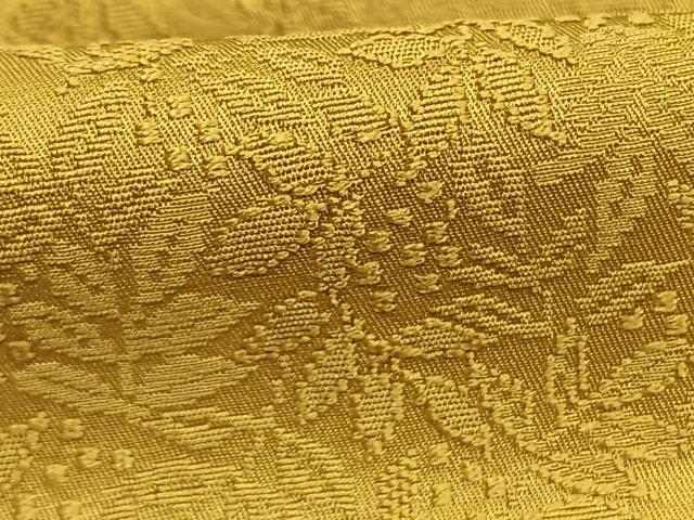 平和屋着物●上質な色無地 草花地紋 芥子色 正絹 逸品 AABI1411fy